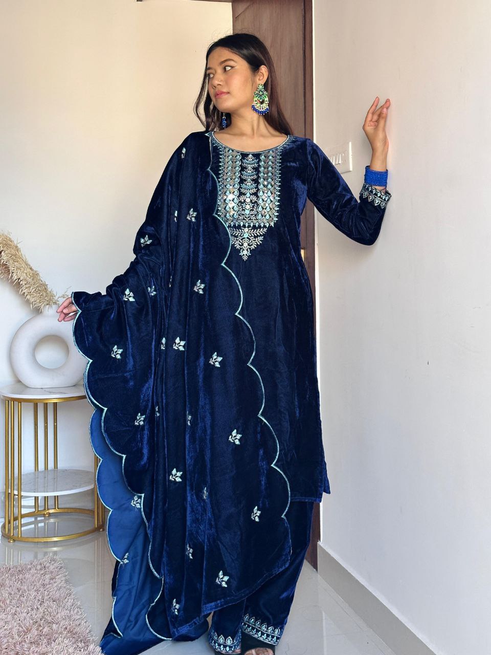 Fareen Cobalt Blue Roman Silk Suit – Param Iqbal